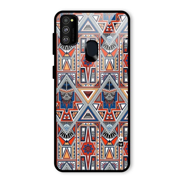 Creative Aztec Art Glass Back Case for Galaxy M21