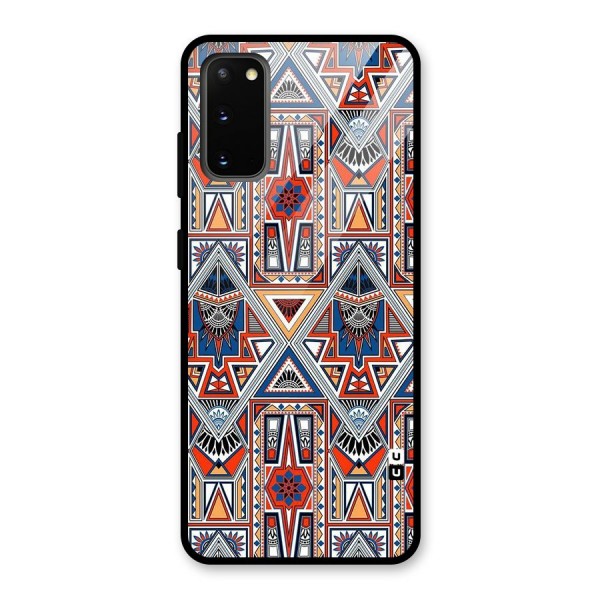 Creative Aztec Art Glass Back Case for Galaxy S20