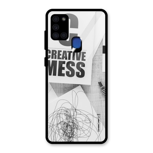 Creative Mess Glass Back Case for Galaxy A21s