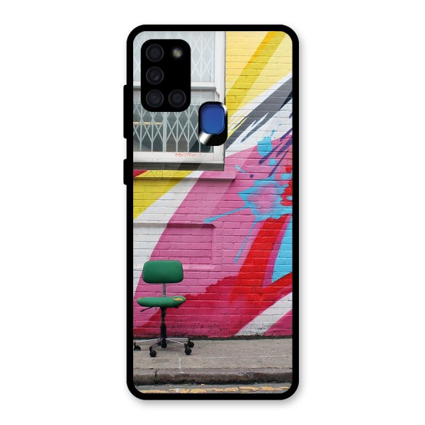 Creative Wall Art Glass Back Case for Galaxy A21s