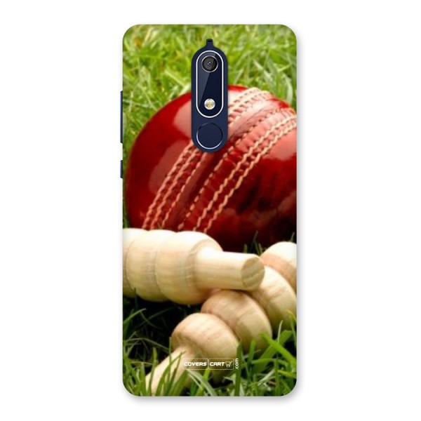 Cricket Ball and Stumps Back Case for Nokia 5.1