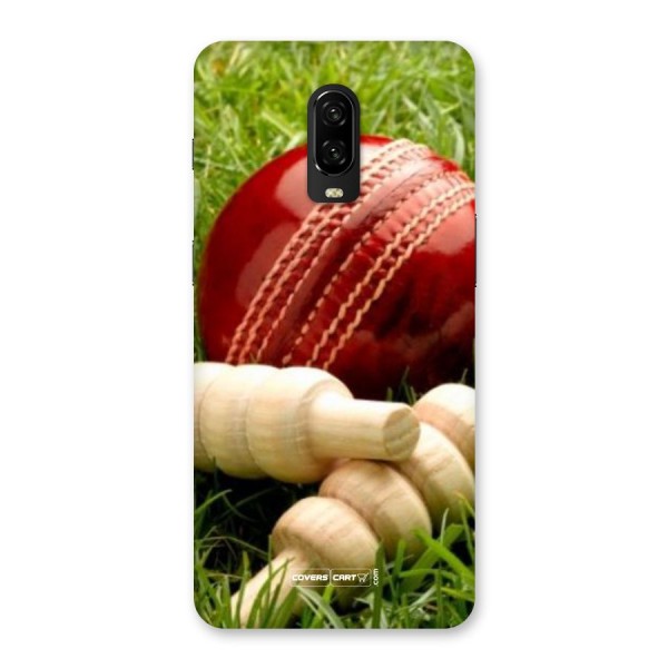 Cricket Ball and Stumps Back Case for OnePlus 6T