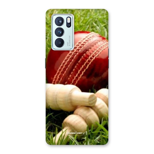 Cricket Ball and Stumps Back Case for Oppo Reno6 Pro 5G