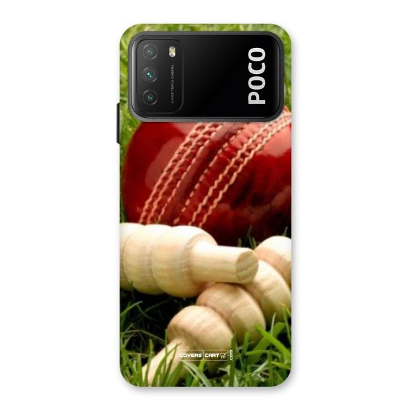 Cricket Ball and Stumps Back Case for Poco M3