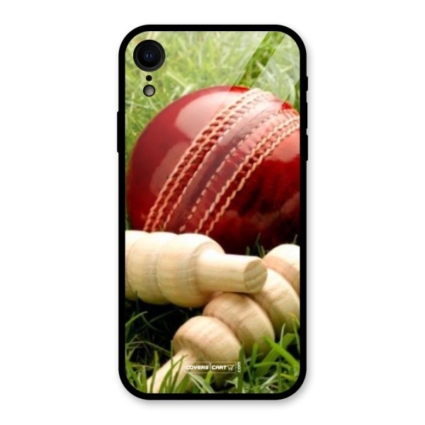 Cricket Ball and Stumps Glass Back Case for XR