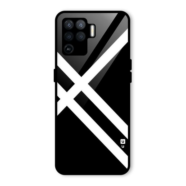 CrissCross Lines Glass Back Case for Oppo F19 Pro