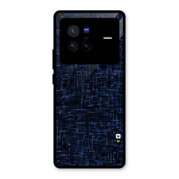 Criss Cross Blue Pattern Glass Back Case for Vivo X80