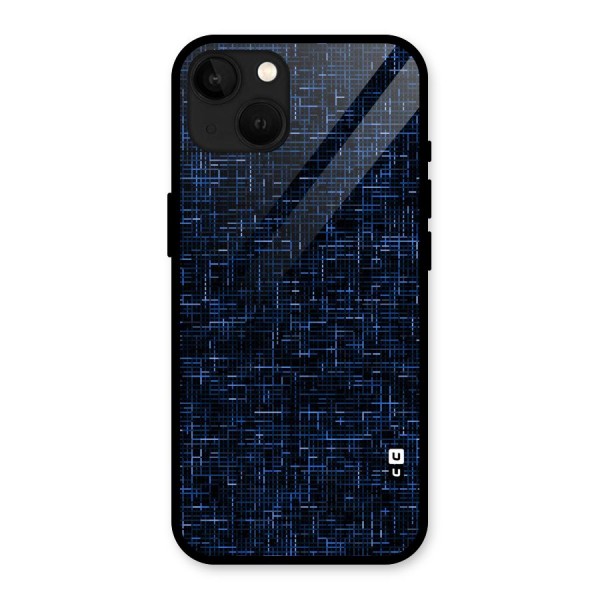 Criss Cross Blue Pattern Glass Back Case for iPhone 13