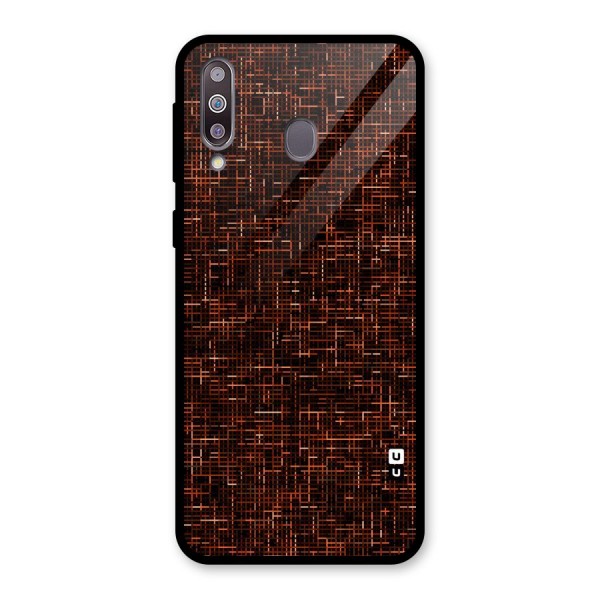 Criss Cross Brownred Pattern Glass Back Case for Galaxy M30