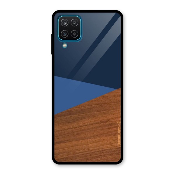 Crossed Lines Pattern Glass Back Case for Galaxy A12