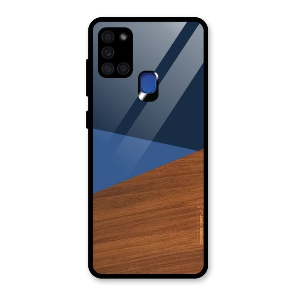 Crossed Lines Pattern Glass Back Case for Galaxy A21s