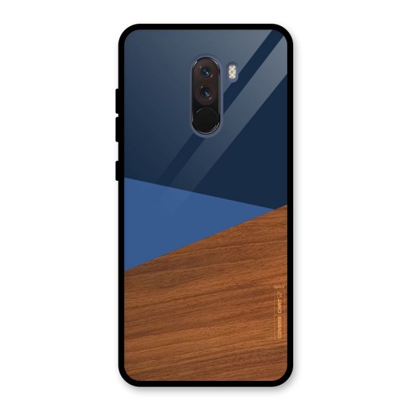 Crossed Lines Pattern Glass Back Case for Poco F1