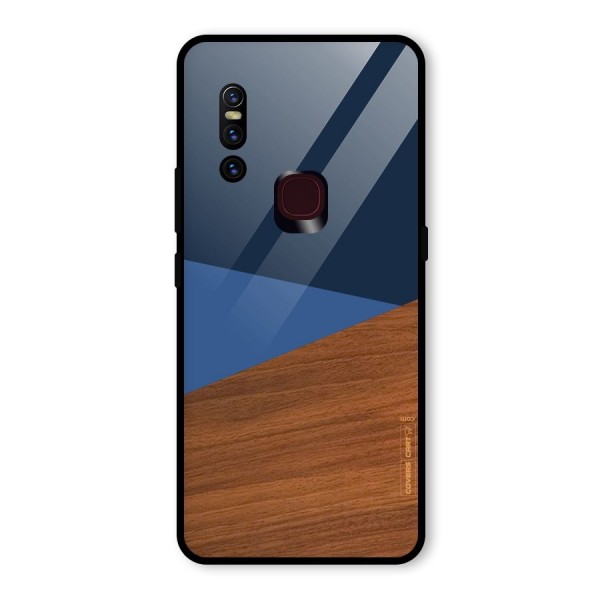 Crossed Lines Pattern Glass Back Case for Vivo V15