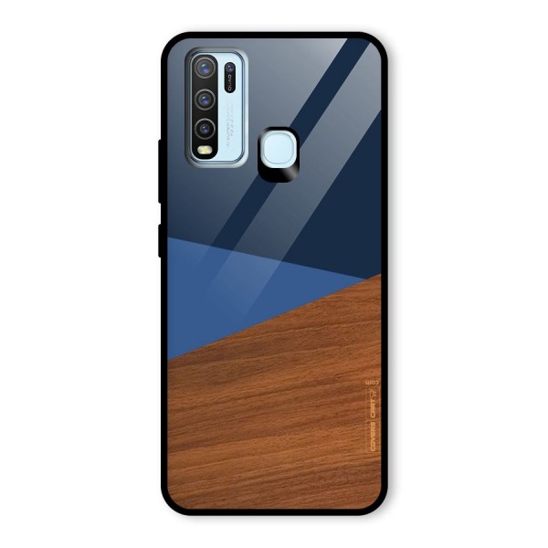 Crossed Lines Pattern Glass Back Case for Vivo Y30