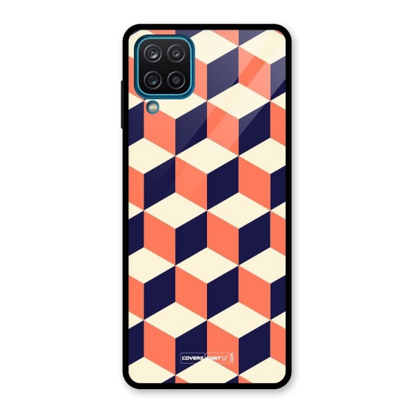 Cube Pattern Glass Back Case for Galaxy A12