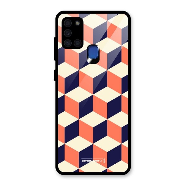 Cube Pattern Glass Back Case for Galaxy A21s