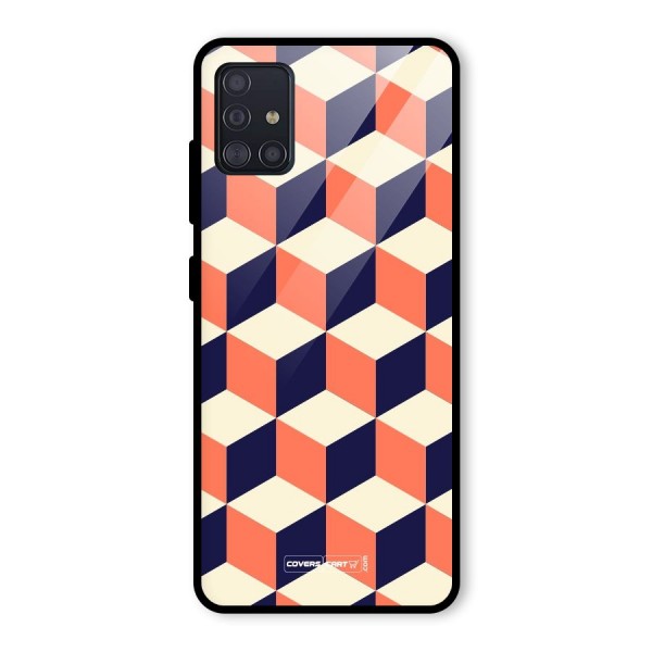 Cube Pattern Glass Back Case for Galaxy A51