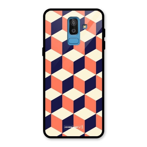 Cube Pattern Glass Back Case for Galaxy J8