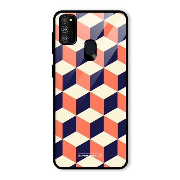 Cube Pattern Glass Back Case for Galaxy M21