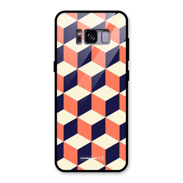 Cube Pattern Glass Back Case for Galaxy S8