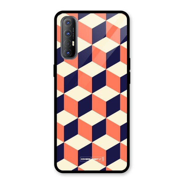 Cube Pattern Glass Back Case for Oppo Reno3 Pro