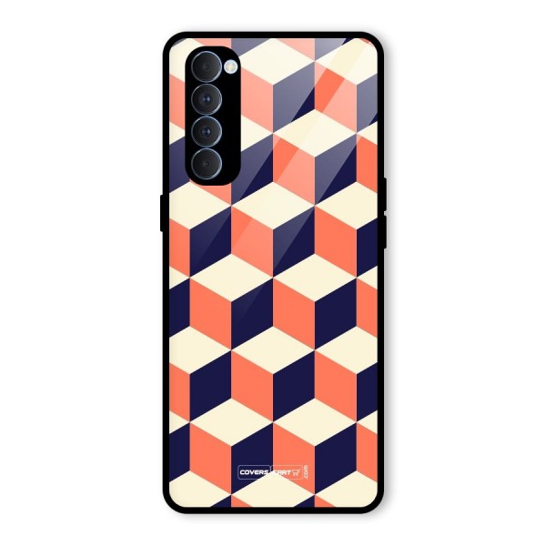 Cube Pattern Glass Back Case for Oppo Reno4 Pro