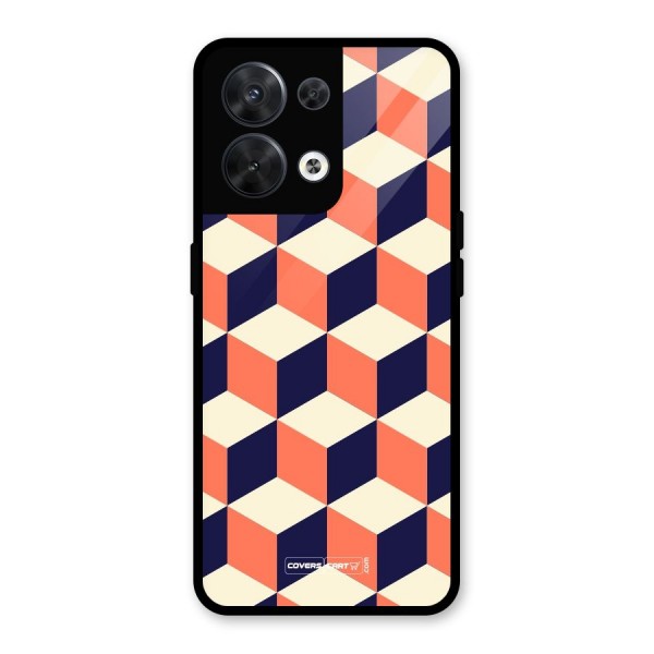 Cube Pattern Glass Back Case for Oppo Reno8 5G