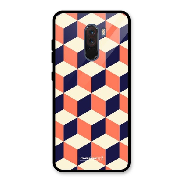 Cube Pattern Glass Back Case for Poco F1