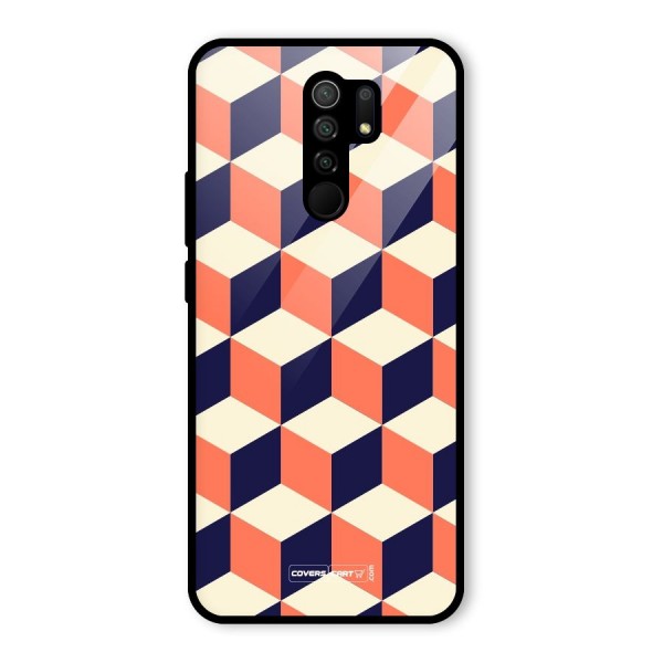 Cube Pattern Glass Back Case for Redmi 9 Prime