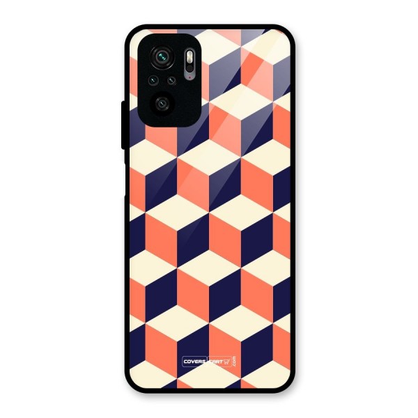 Cube Pattern Glass Back Case for Redmi Note 10