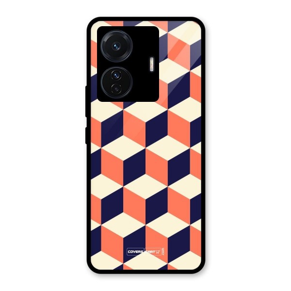 Cube Pattern Glass Back Case for Vivo T1 Pro