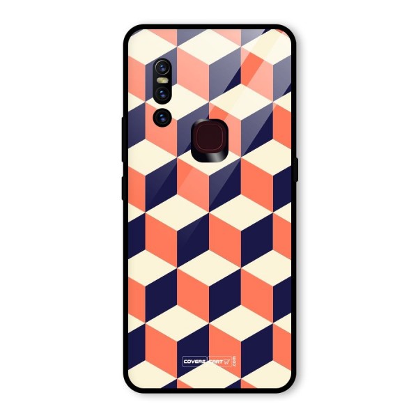 Cube Pattern Glass Back Case for Vivo V15