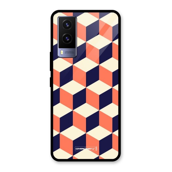 Cube Pattern Glass Back Case for Vivo V21e 5G