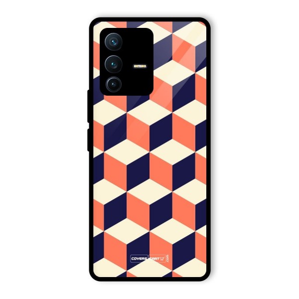 Cube Pattern Glass Back Case for Vivo V23 Pro