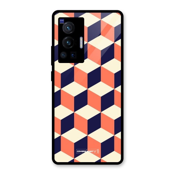 Cube Pattern Glass Back Case for Vivo X70 Pro