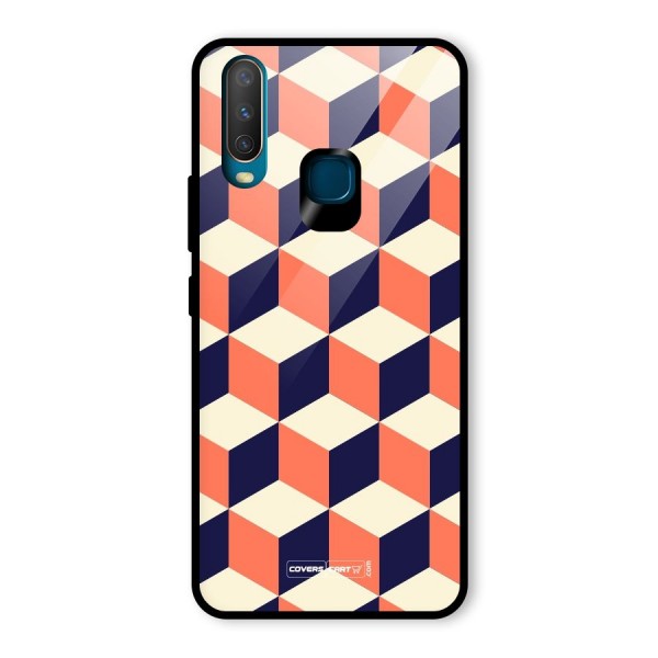 Cube Pattern Glass Back Case for Vivo Y12