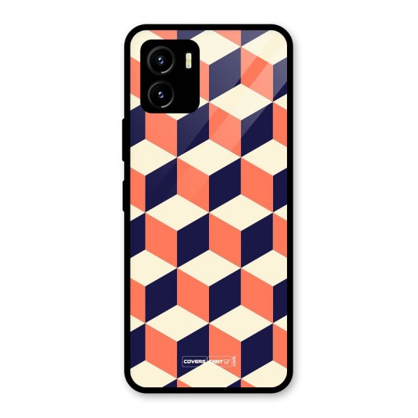 Cube Pattern Glass Back Case for Vivo Y15s