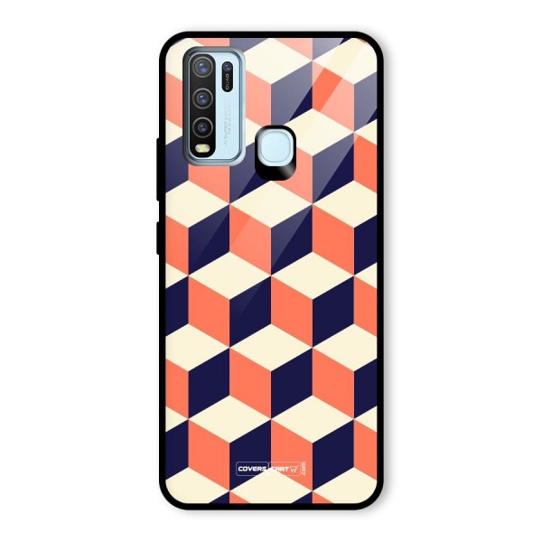 Cube Pattern Glass Back Case for Vivo Y50