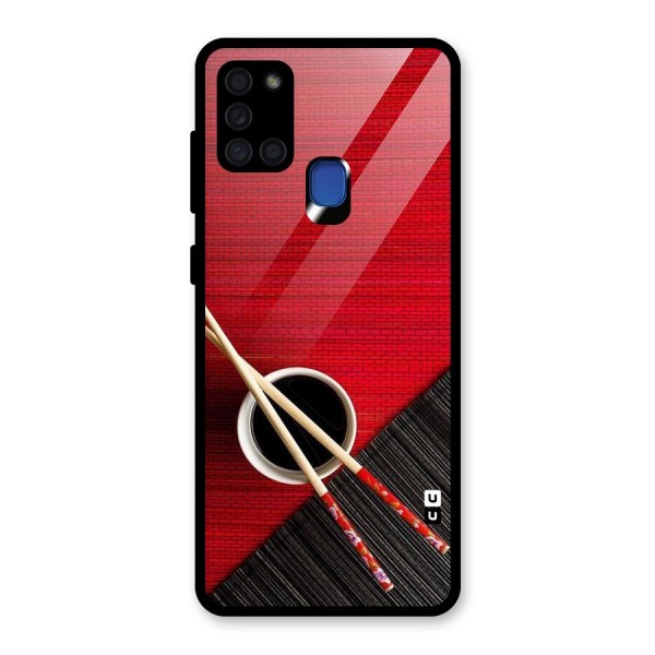 Cup Chopsticks Glass Back Case for Galaxy A21s