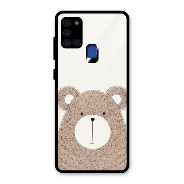 Cute Bear Glass Back Case for Galaxy A21s