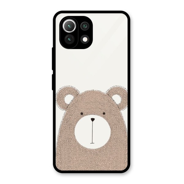 Cute Bear Glass Back Case for Mi 11 Lite