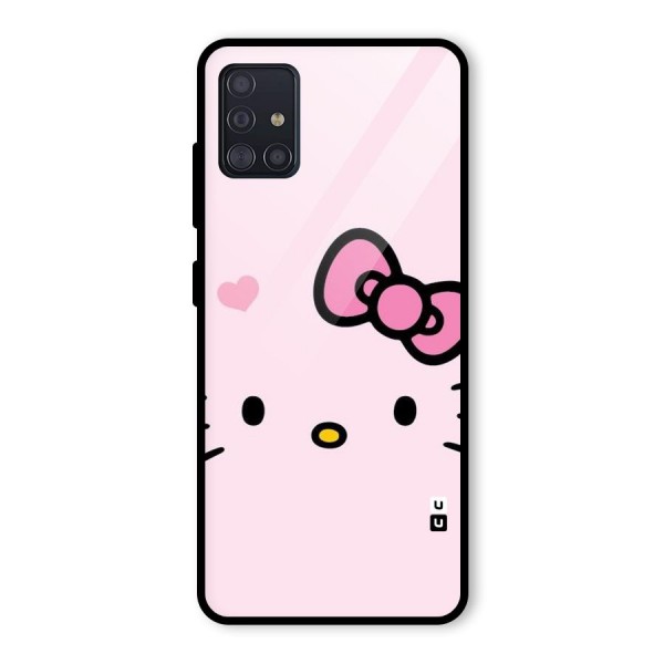 Cute Bow Face Glass Back Case for Galaxy A51