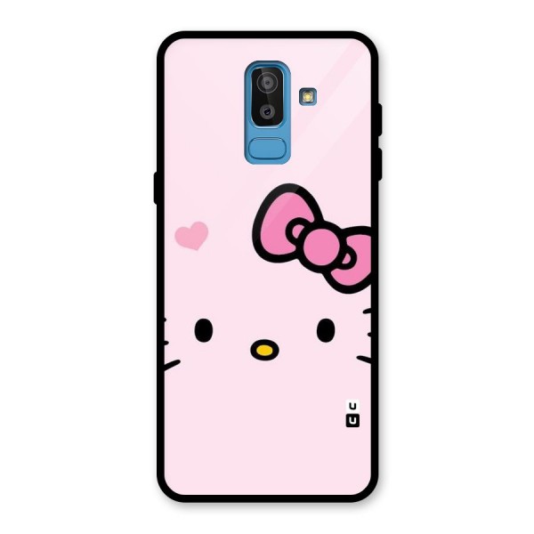 Cute Bow Face Glass Back Case for Galaxy J8