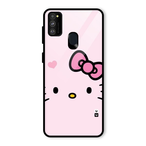 Cute Bow Face Glass Back Case for Galaxy M21