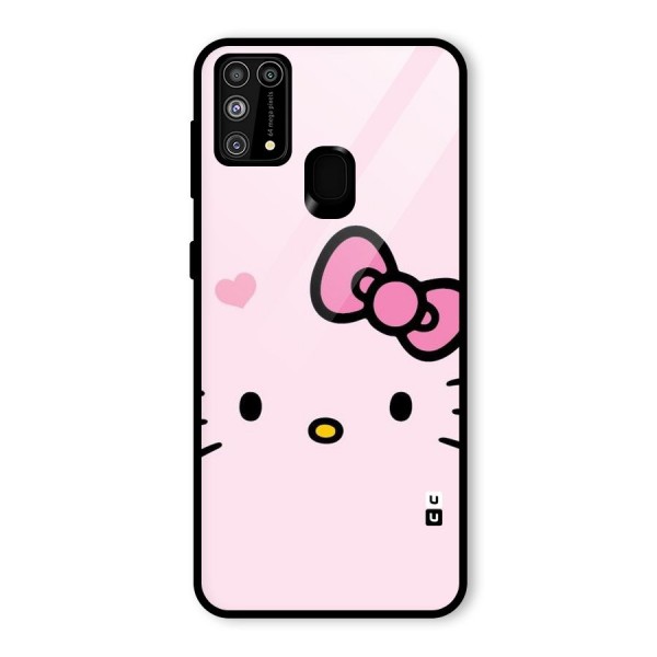 Cute Bow Face Glass Back Case for Galaxy M31