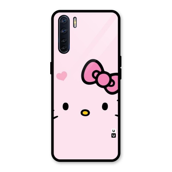 Cute Bow Face Glass Back Case for Oppo F15