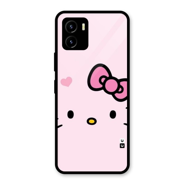 Cute Bow Face Glass Back Case for Vivo Y15s