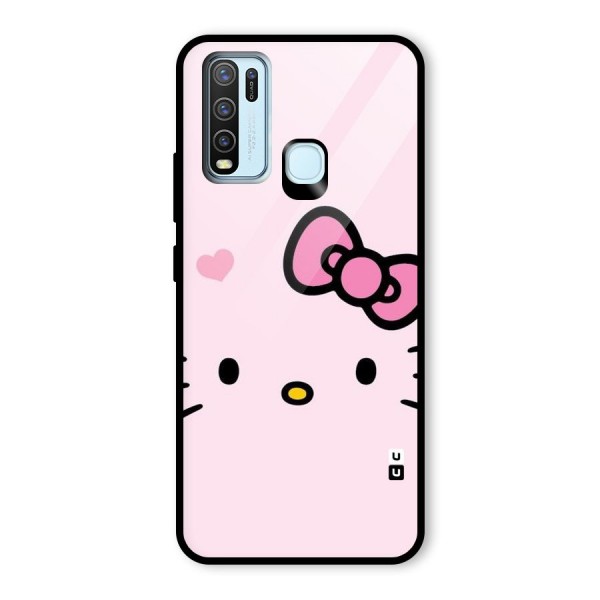 Cute Bow Face Glass Back Case for Vivo Y30