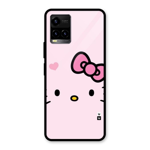 Cute Bow Face Glass Back Case for Vivo Y33s