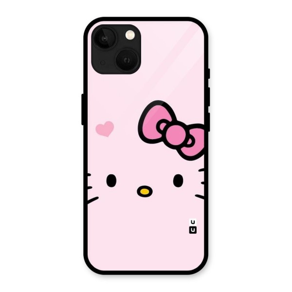 Cute Bow Face Glass Back Case for iPhone 13